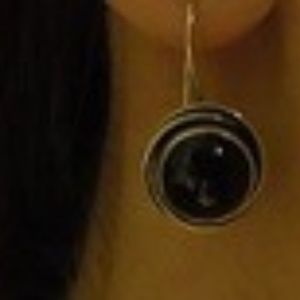 Vintage Sterling Silver And Onyx Earrings